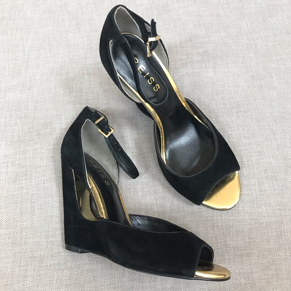 Reiss Gitta cut out wedge ankle open toe sandal 36